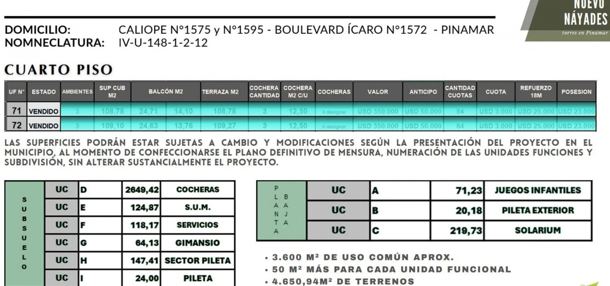 NUEVO NAYADES - Departamentos en Pinamar - VENTA EN POZO - Anticipo y hasta 84 cuotas